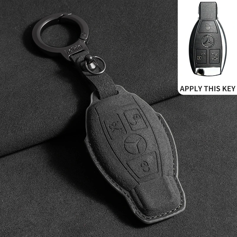 

High-grade Suede Leather Car Remote Key Case Cover For Mercedes Benz A B C S Class AMG GLA CLA GLC W176 W221 W204 W205 Accessory