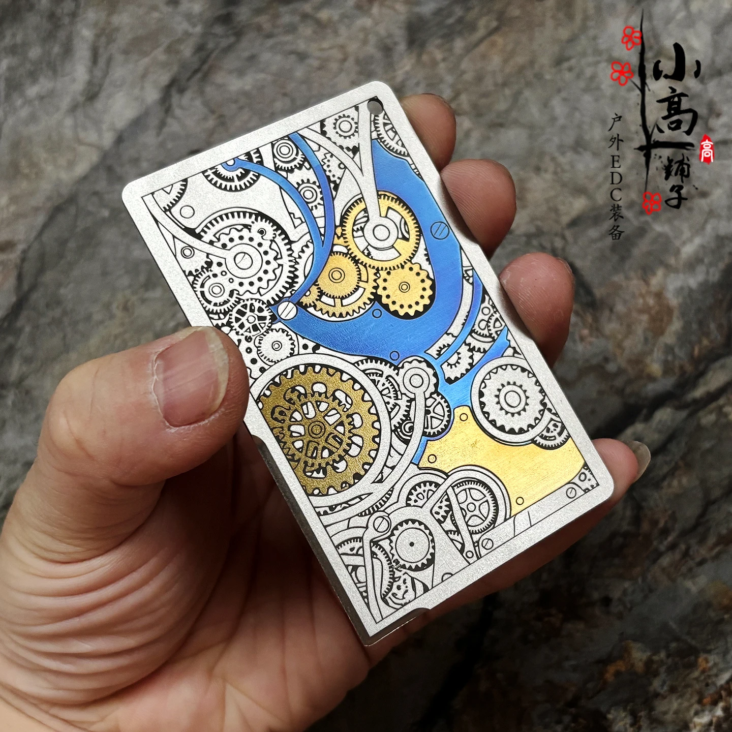 Steampunk Gears Titanium Knife Card EDC Multitool Wallet Card Utility Blade Box Opener #2