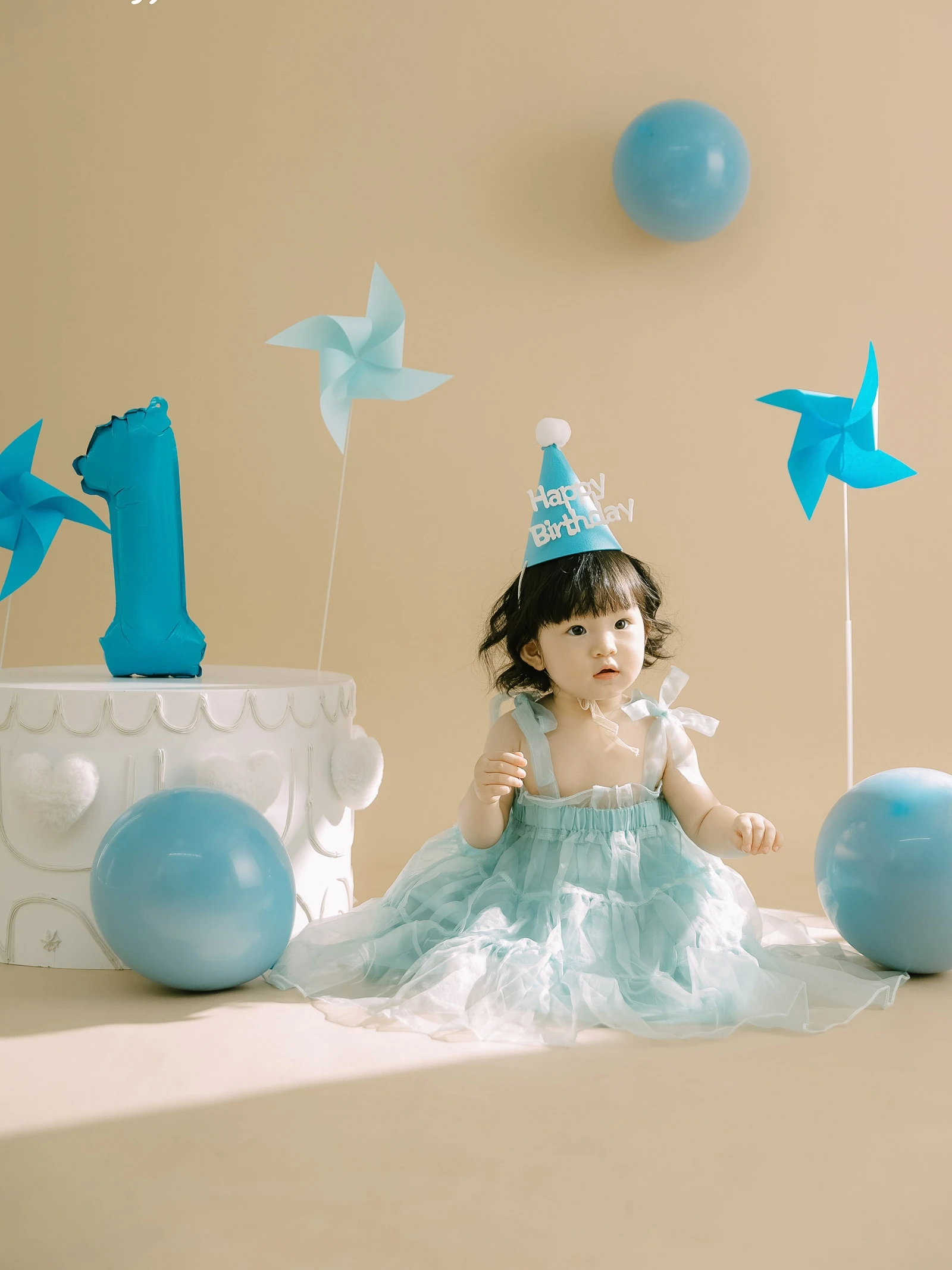 Childrens photography clothing birthday cake props blue themed girls suspender skirts babys first birthday 신생아촬영