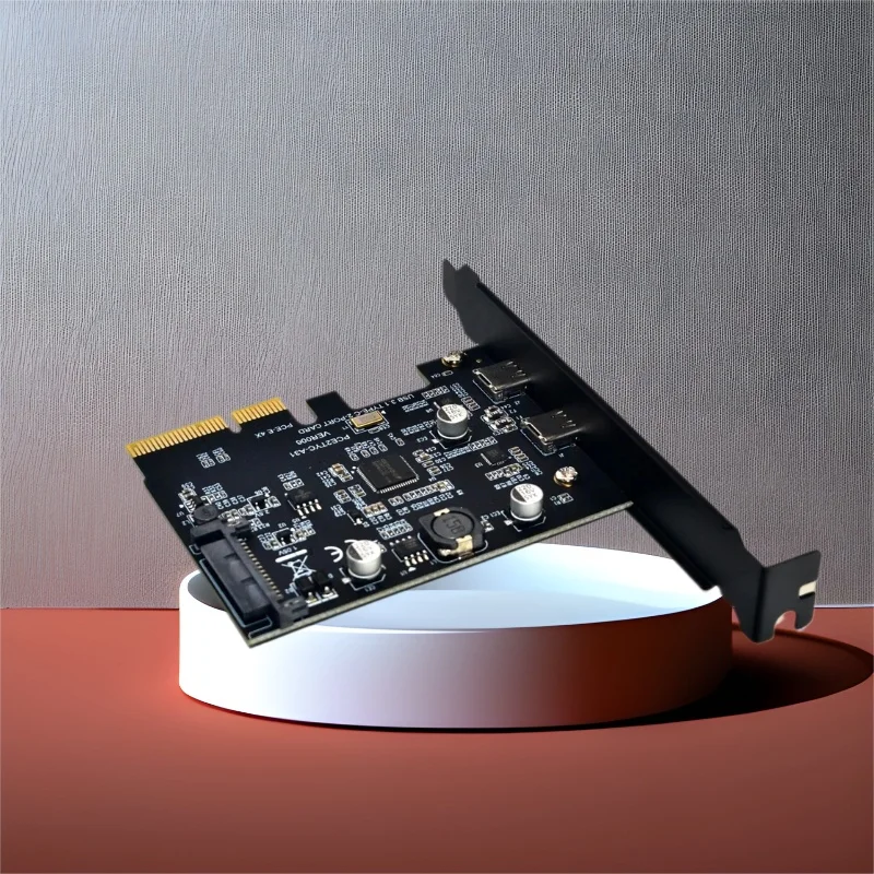 

Карта расширения PCIE на 2-портовый тип C 5/10G Преобразование карты Riser для настольных ПК PCI Express на двухпортовый USB-C Реверсивные дополнительные карты