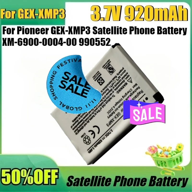 

New For GEX-XMP3 3.7V 920mAh High Quality Battery for Pioneer GEX-XMP3 Satellite Phone Battery XM-6900-0004-00 990552
