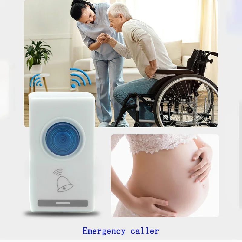 AC/DC Home Wireless Remote Control Doorbell Elderly Emergency Pager Smart Digital Welcome Caller Security Protection