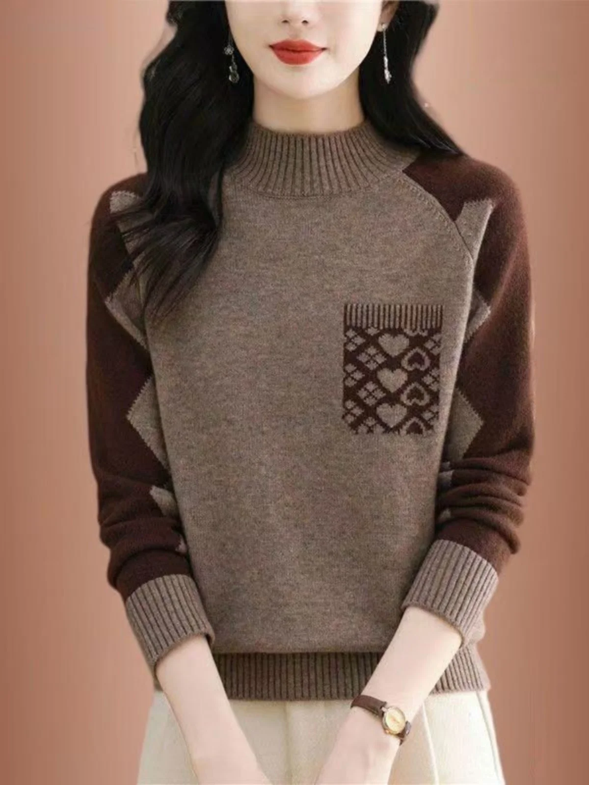 

Warm Knitted Wool Sweater f High Collar Long Sve Base irt Women's Faion Commute Sle Autumn Winter New Arrival