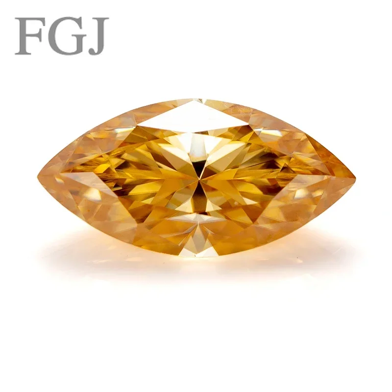 FGJ 4x8-10x20mm GRA Brilliant Cut Marquise Cut Loose Gemstones Champagne VVS1 Loose Moissanite Diamond Accept Custom Wholesale