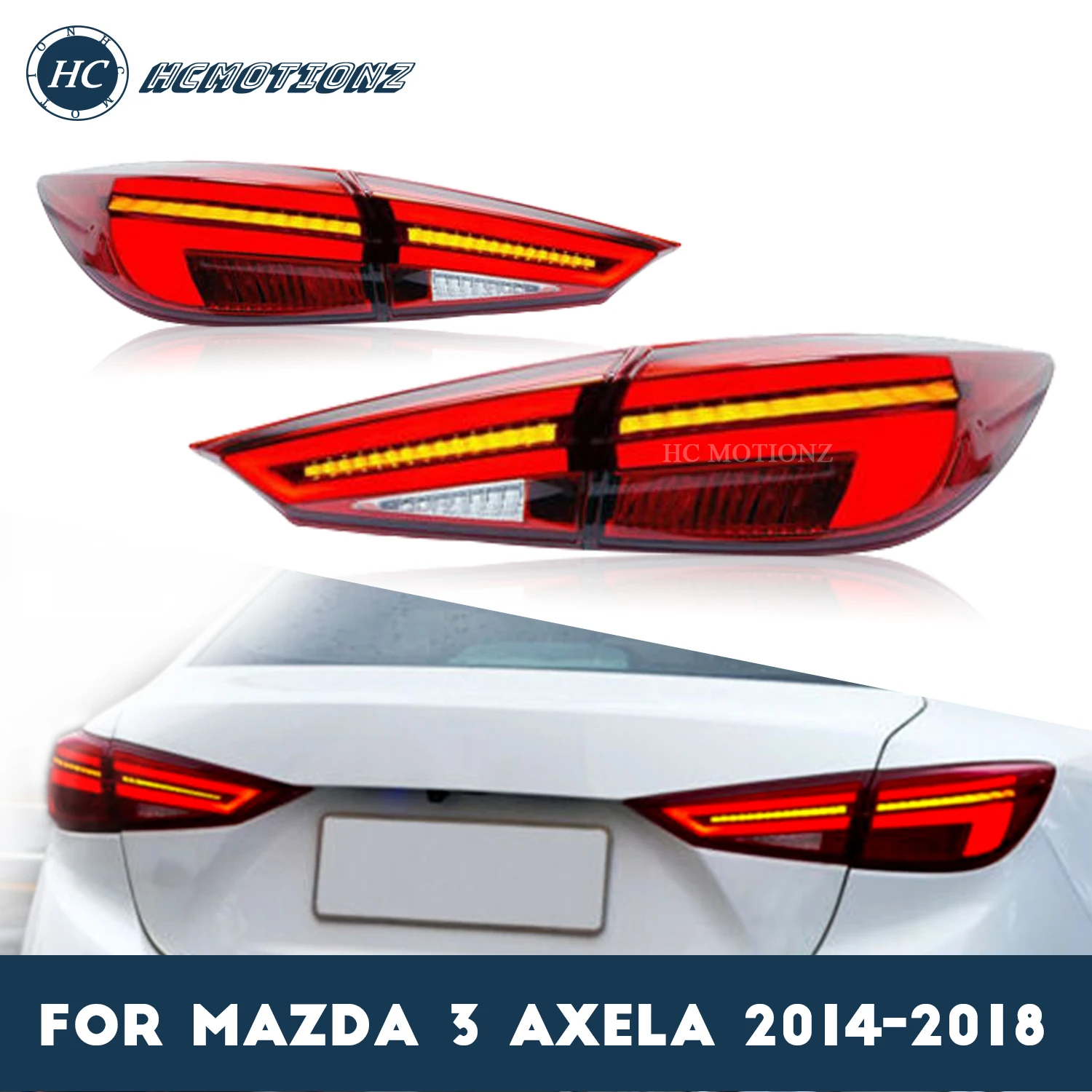 

Светодиодные задние фонари HCMOTIONZ в сборе для Mazda 3/Axela 2014 2015 2016 2017 2018, автомобильный Стайлинг, задние дневные ходовые огни, аксессуары для задних фонарей