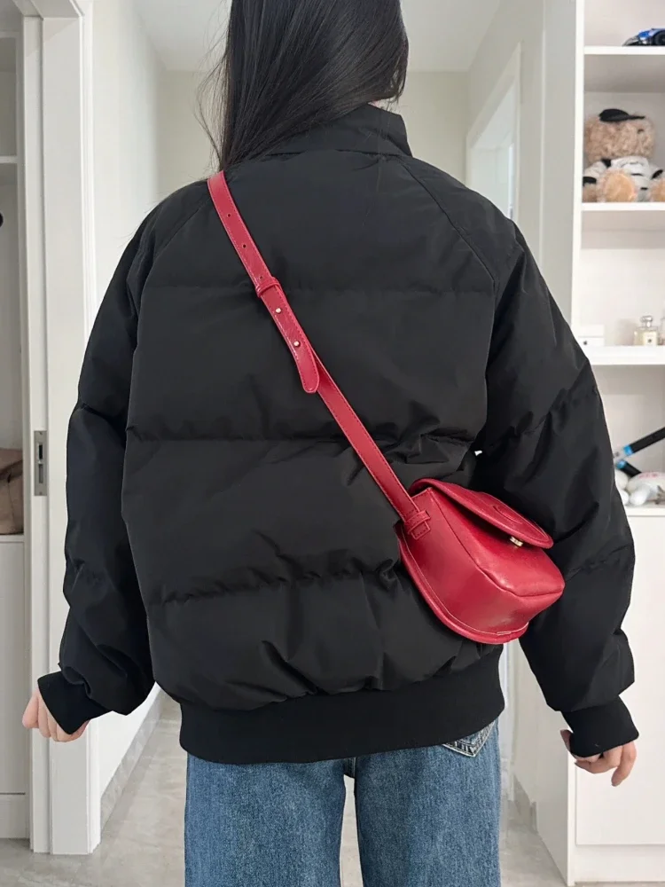 Stand Basic Parkas Women Simple Gentle Loose Sweet Couples Outwear Warm Winter Soft Ulzzang Fashion High Street All-match Mujer