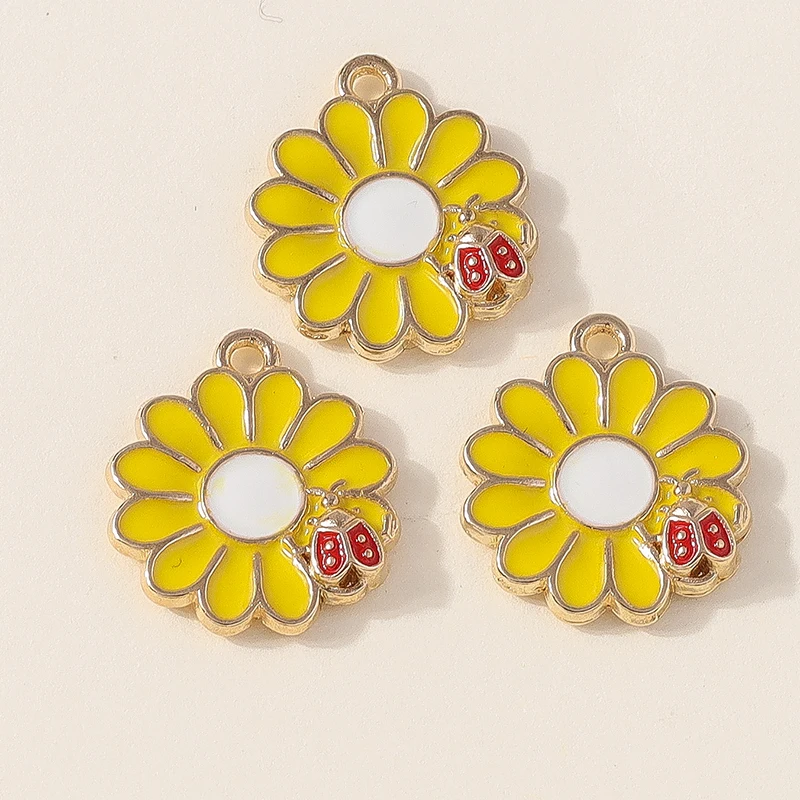 20 Stück modische, farbenfrohe Emaille-Blumen-Anhänger für die Schmuckherstellung, geeignet für Ohrringe, Halsketten, Armbänder und DIY-Bastelarbeiten. – Detail 4