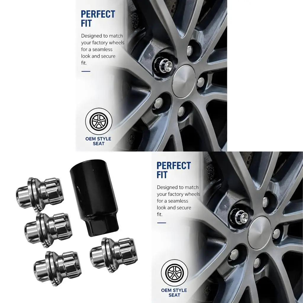 73631T Wheel Lock Bolt Set with 12 X 1.50 Thread and Flat Washer 4 Pieces for Wheel Replacement, Tire Service, and Daily Vehicle