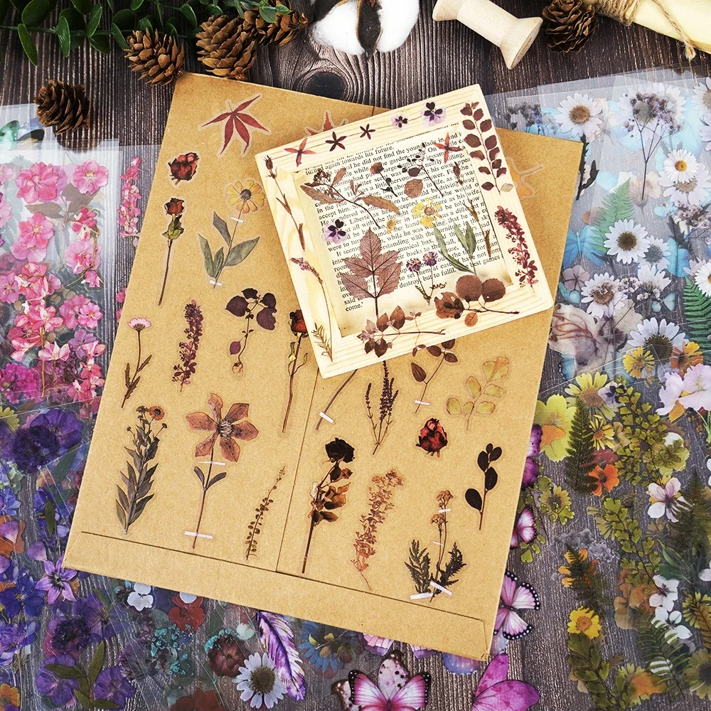 36 Sheets Transparent PET Flower Sticker DIY Scrapbooking Handbook Decoration Stickers Stationery