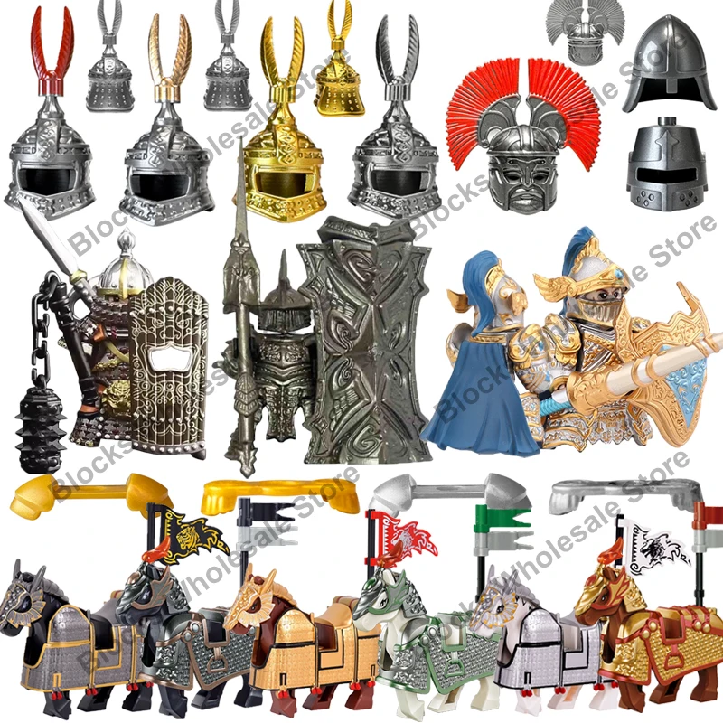 MOC MedievalArmor şövalye demir zırh şamandıra Slayer aksesuarları aksiyon figürleri yapı taşları eğitim Mini oyuncaklar noel hediyesi