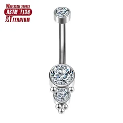 F136 Titanium Navel Piercing Helix Spiral Ball Clicker Zircon Belly Button Rings Diaphragm Body Jewelry Hinged Segment for Women