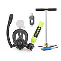 SCORKLER Snorkeling Full Face Mask with Mini 0.5L Scuba Diving Tank And Hand Pump Diving Cylinder Dive Equipment for Adults