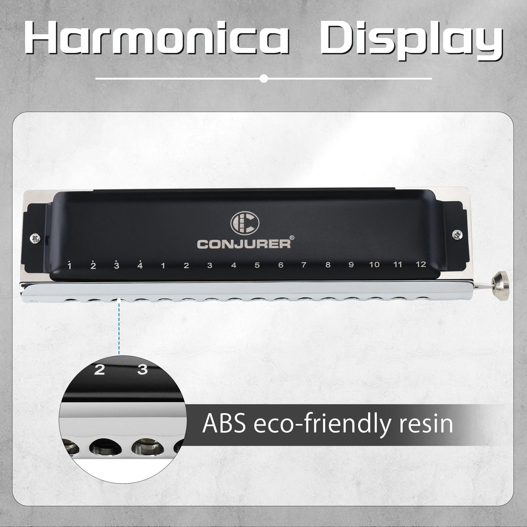 CONJURER Chromatic harmonica 16 Hole 64 Tone black stainless steel key of c musical instrument