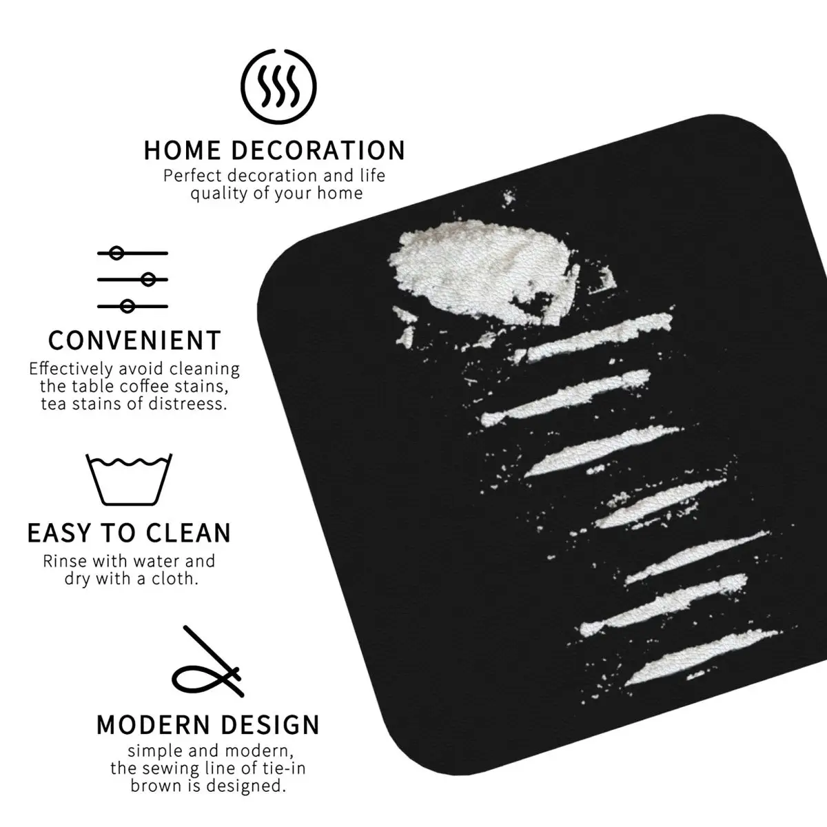 Cocaine 2 Coasters Kitchen Placemats Non-slip Insulation Cup Coffee Mats For Decor Home Tableware Pads Set of 4