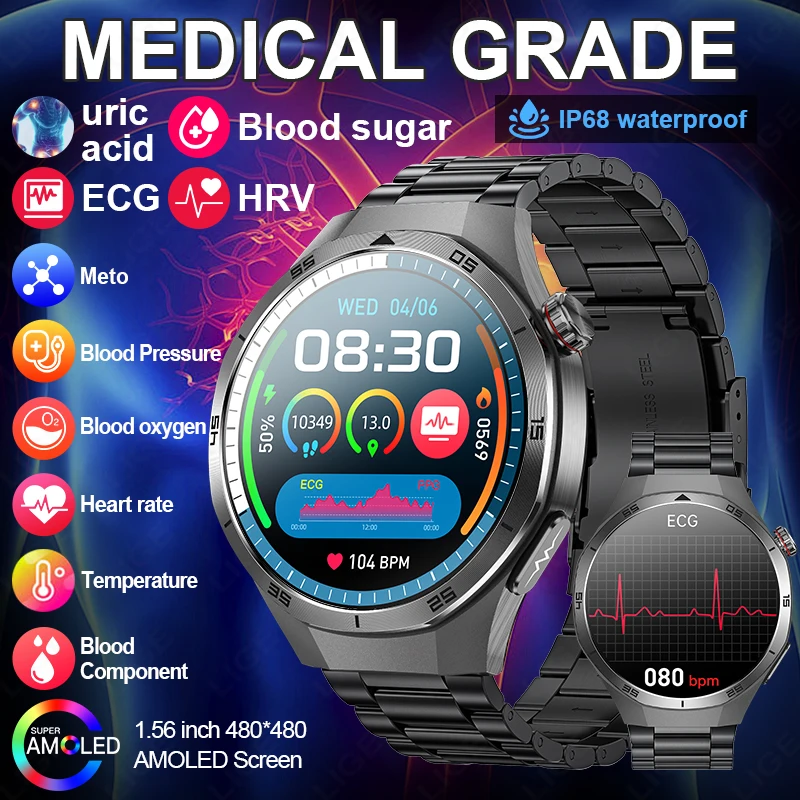 new-uric-acid-tracker-bluetooth-smart-watch-men-nfc-ecg-ppg-hrv-blood-fat-bluetooth-calls-sport-sleep-monitor-health-smartwatch