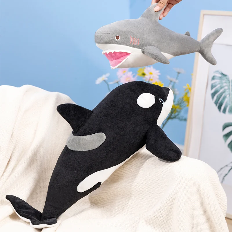 40/50 Cm Simulatie Orcinus Orca Haai Knuffels Soft Gevulde Grote Witte Haaien Poppen Zeedieren Haai Walvis kussen Home Decor