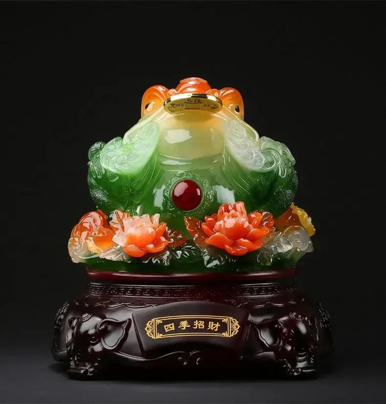 

Feng Shui Fortune Golden Three-legged Toad Ornament Business Living Room Office Decor