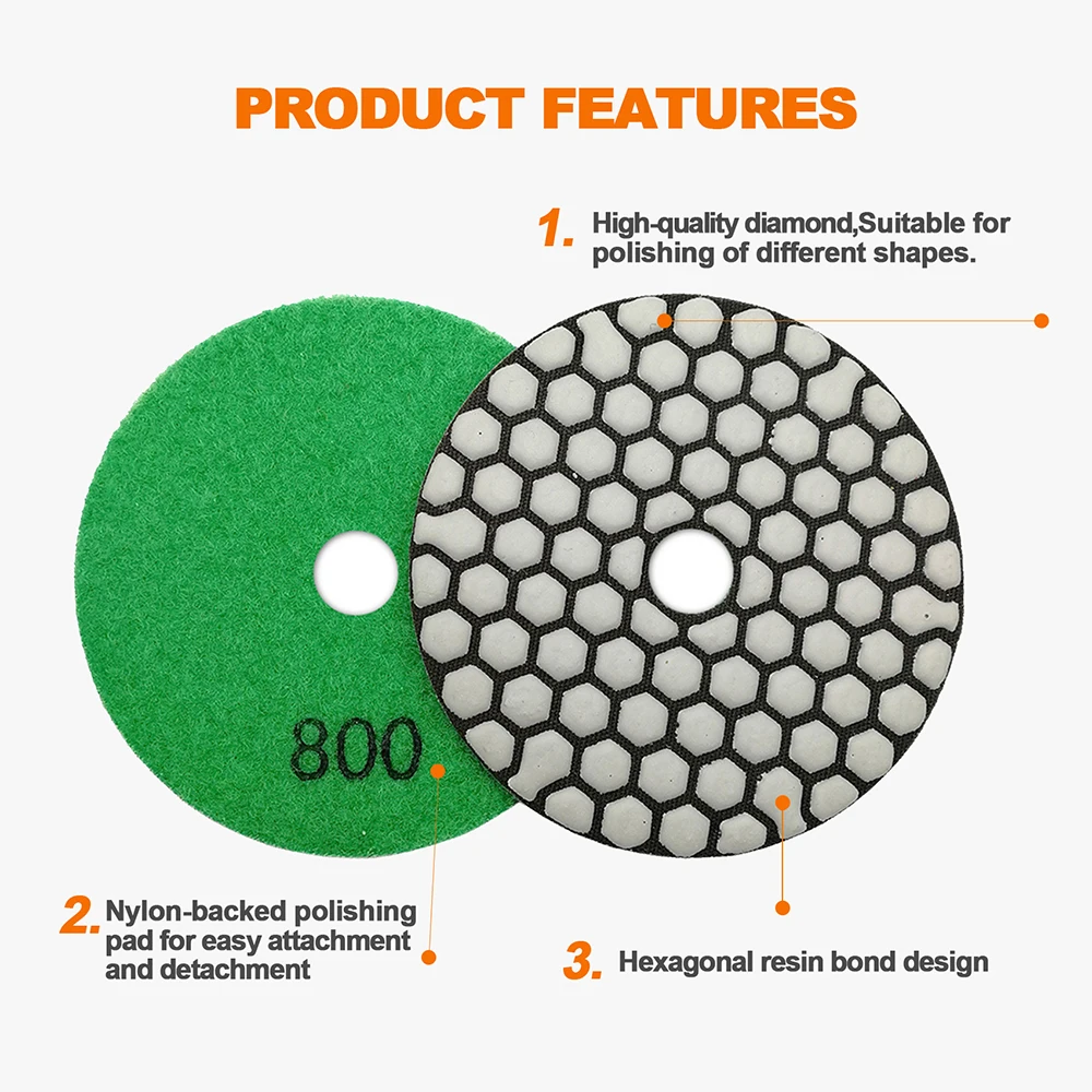 Imagem -02 - Brschnitt-diamond Dry Polishing Pad Polidor Moedor Disco de Lixamento Mármore Granito Cerâmica Pedra Grão 800 100 mm Pcs por Conjunto