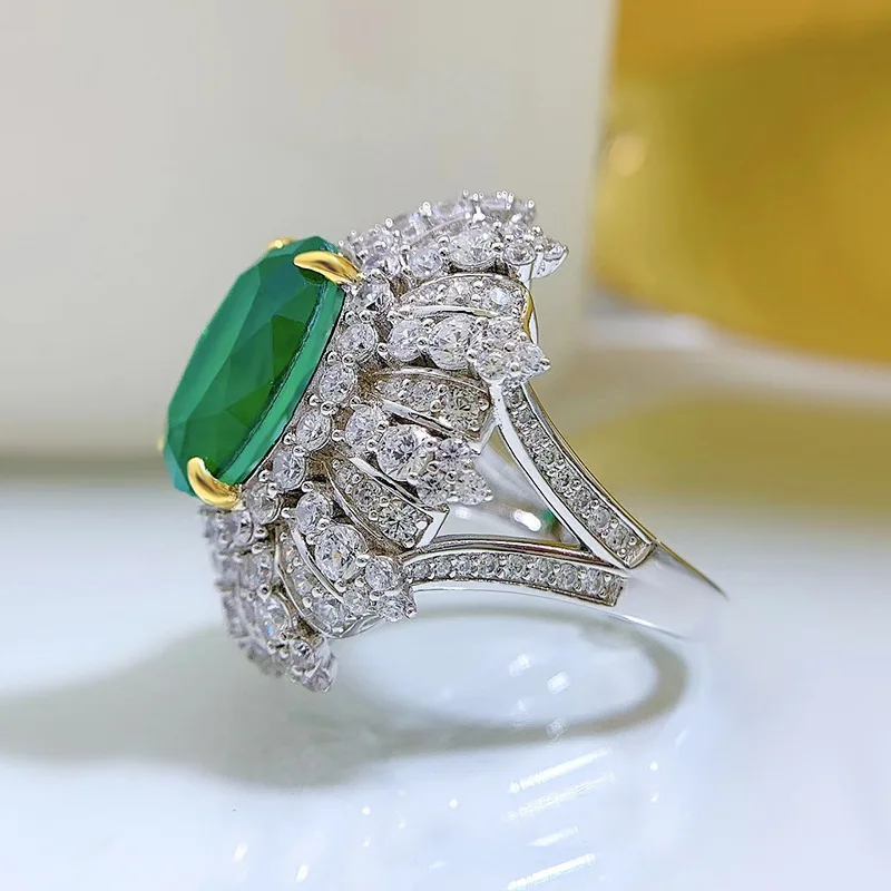 Shop 2023 New S925 Silver Egg Emerald Oval 10 * 14 Diamond High End Luxury