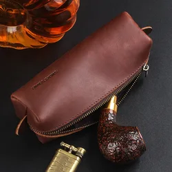 Leather Smoking Pipe Bag Large Capacity Tobacco Storage Package for Travel Pouch Smoking Tools Accessories