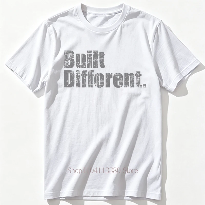Built Different Letter Pattern Print T-shirts for Men Summer Casual Fashion High Street Y2K Tops Crew Neck Short Sleeve Tees
