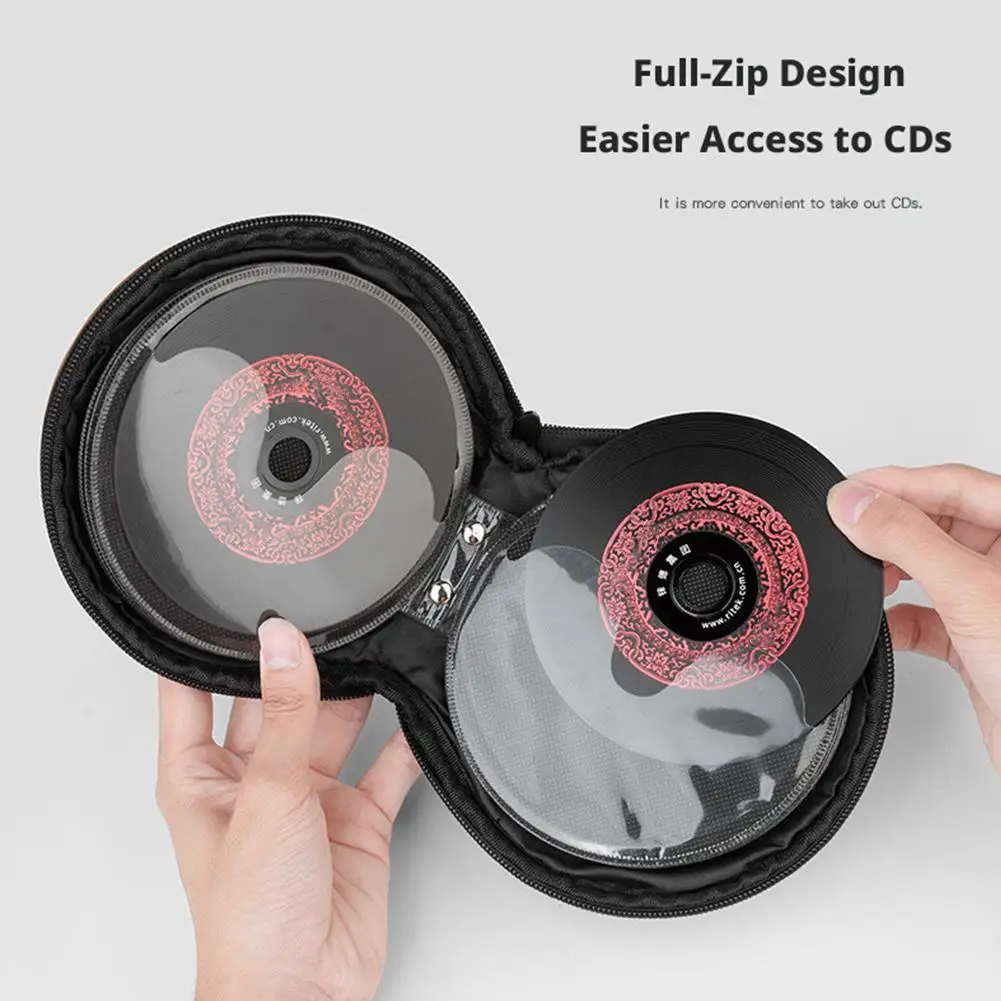 Portable 20Capacity CD/DVD Bag PU leather Carrying Storage Bag for CD Disc Dustproof Protective Storage for Car Home Office