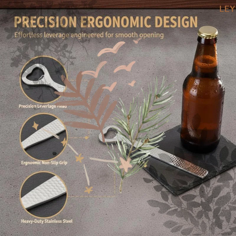 Heavy Duty Stainless Steel Hammered Bottle Opener Elegant Hammer Textured Lever Mechanism