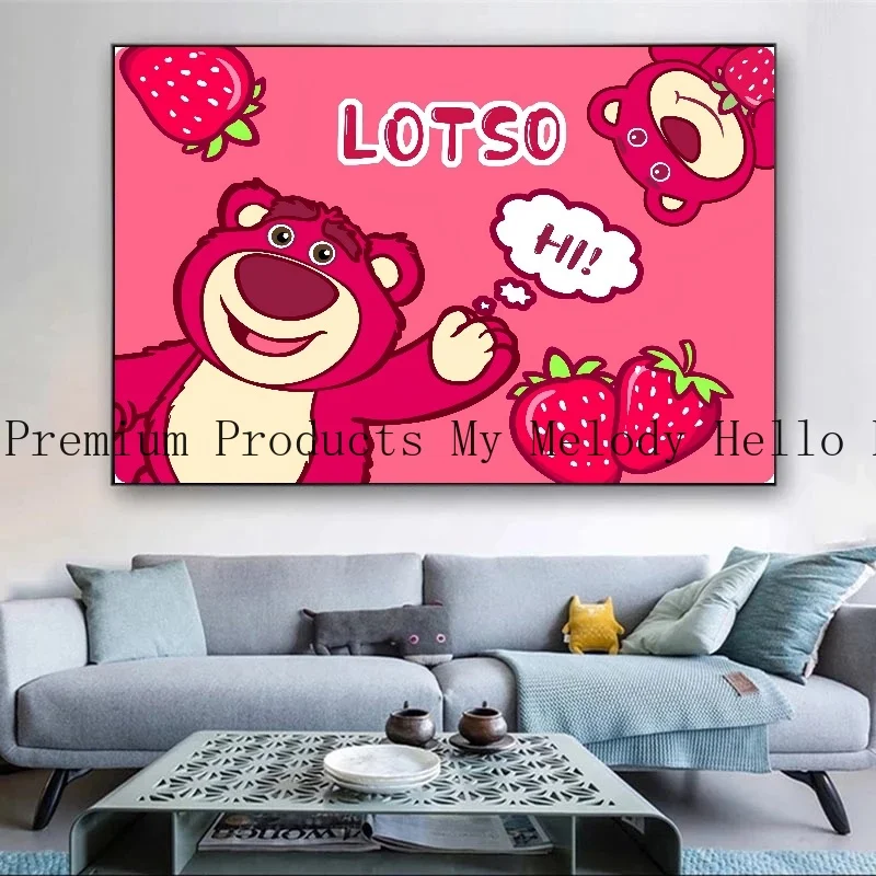 Disney Strawberry BearCartoon Canvas Poster Home Anime Wall Art Painting Prints Pictures Children Bedroom Living Room Decor Gift