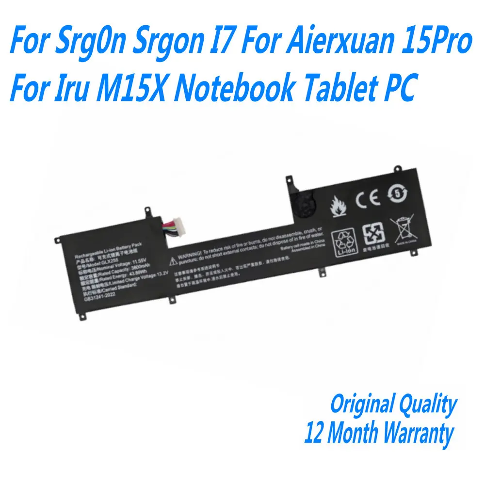 

11.55V 43.89Wh 3800mAh For Srg0n Srgon I7 For Aierxuan 15Pro For Iru M15X Notebook Tablet PC Battery GLX255 20201127