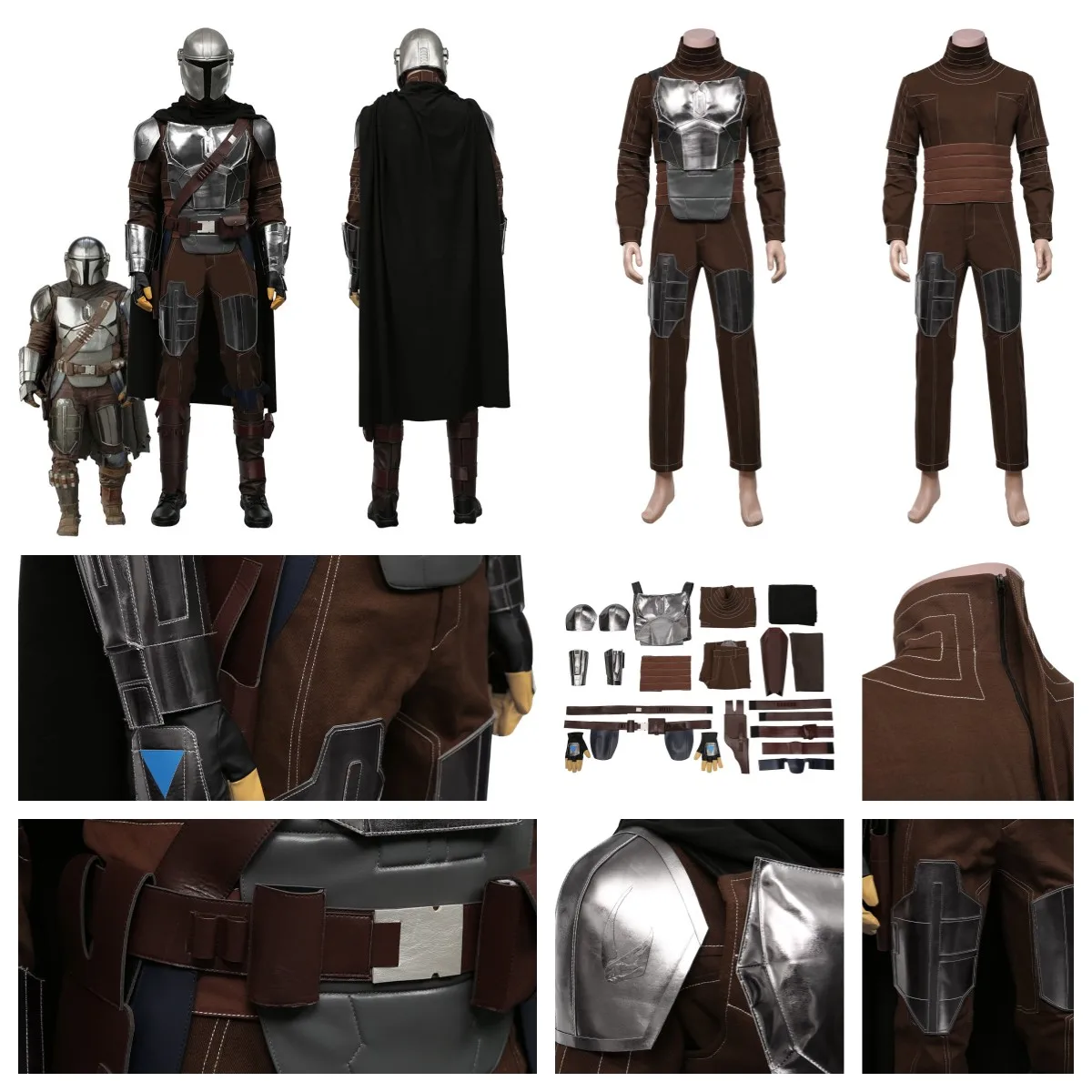Disfraz de Cosplay de Cazador de Recompensas de Anime para Hombre, Traje de Armadura de Batalla de Din Djarin, Capa Completa para Halloween, Carnaval y Juegos de Rol