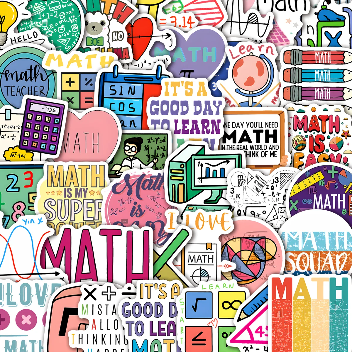 100pcs Math Equation Vinyl Stickers | Colorful Fun Educational Decals for Skating Cycling Phone Case Luggage, Number Enthusiasts