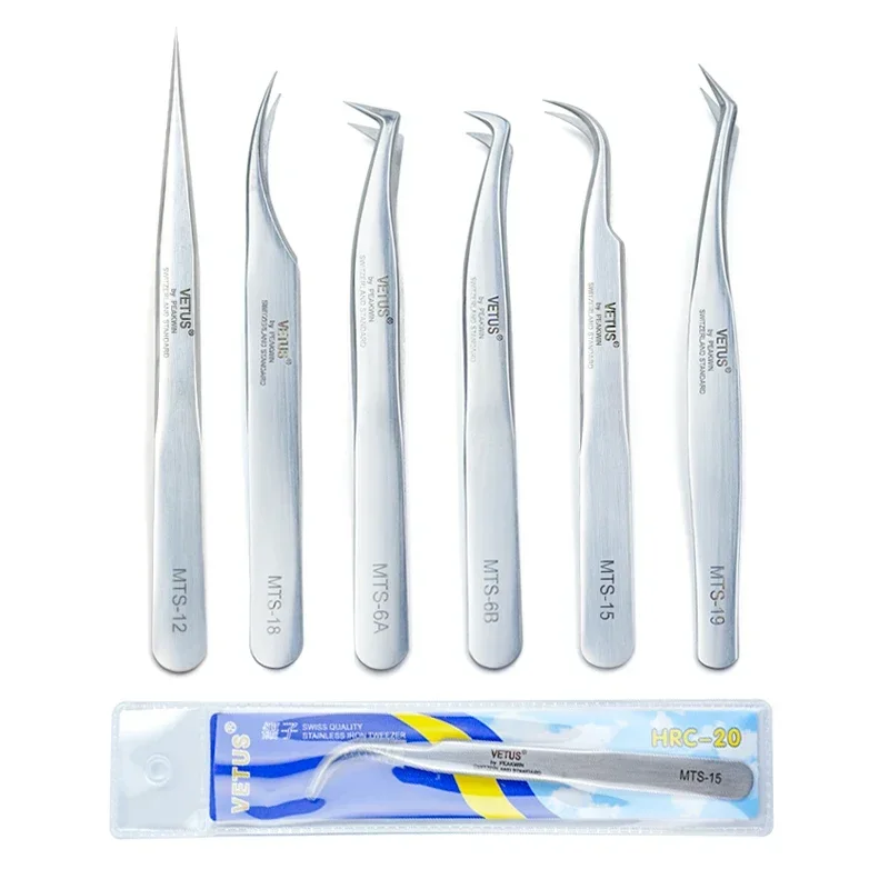 

1 шт. новые пинцеты для наращивания ресниц VETUS, пинцеты для ресниц из нержавеющей стали, высокоточные антистатические пинцеты, инструменты для макияжа