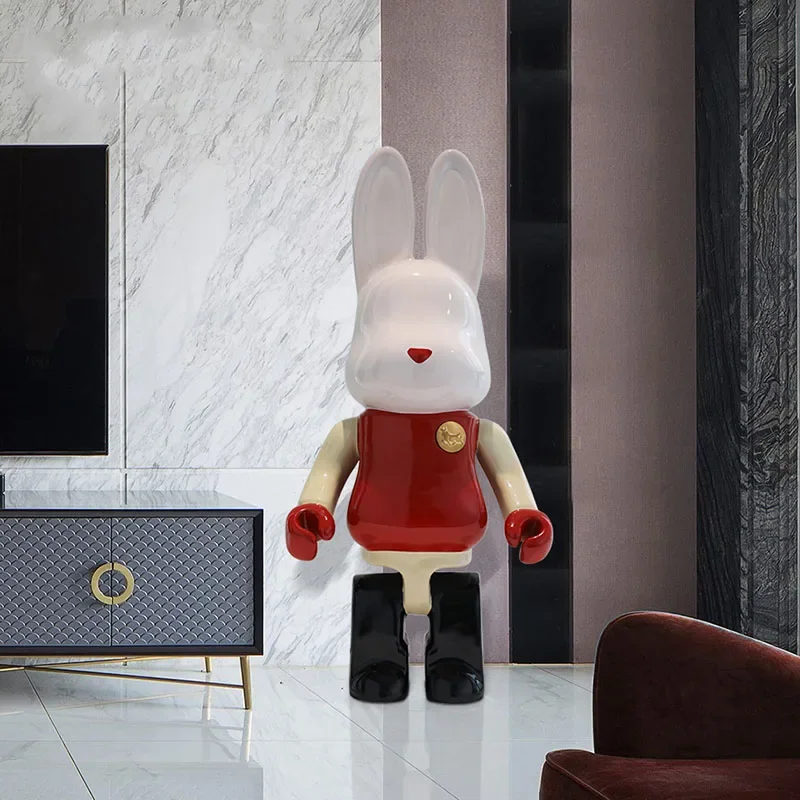 Modern Home Decor Cartoon Rabbit Creativity Statue Sculpture Live Room Decor Large Animal Statue Office Decoration Resin Figurin
