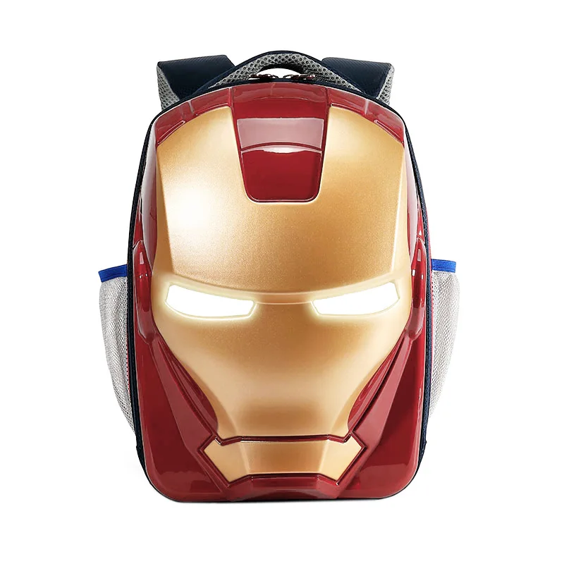 2023 New Marvel Super Hero Iron Man Kids Backpack Led Glow Waterproof Cartoon Styling Student Stationery Storage Bag Wholesale