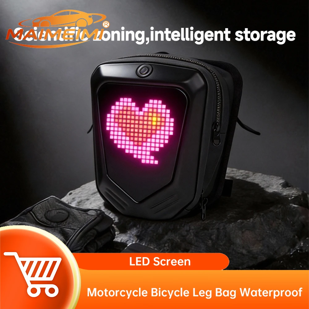 Smart LED Screen Motorcycle Bicycle Leg Bag Waterproof Ride Cycling Drop Leg Side Bag For Men Women DIY Pattern APP Control