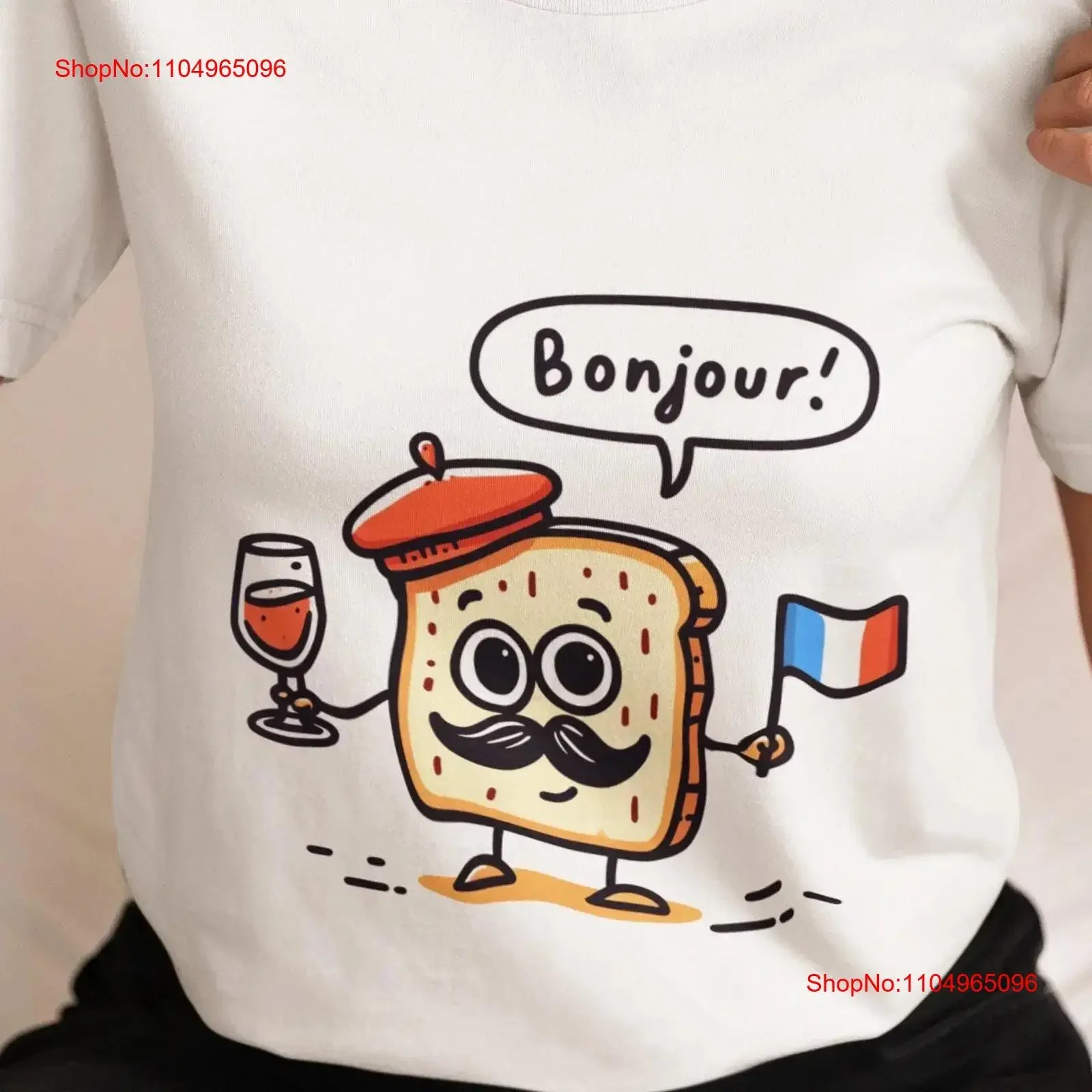 Camiseta divertida con personaje de pan francés, Baguette bonito con boina, bigote, bandera de copa de vino, Idea superior de Bonjour, lavada vintage
