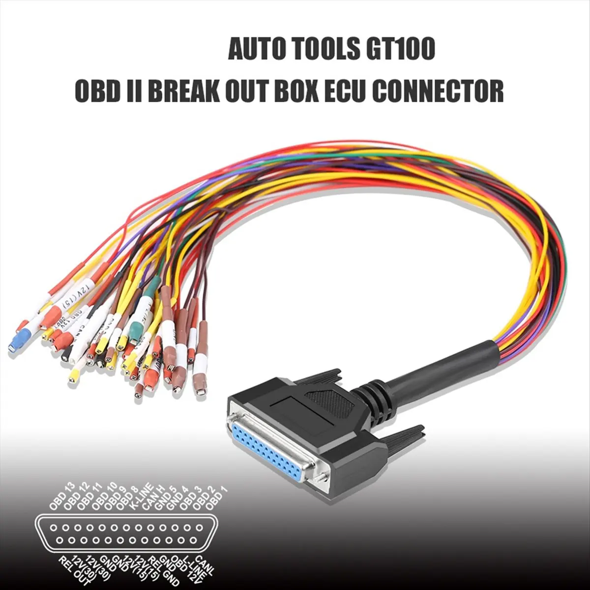 A26Z Colorful Jumper Cable DB25 for AUTO TOOLS GT100 OBD II Break Out Box ECU Connector Jumper Cable for GT100