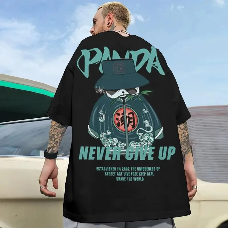 Animal T-Shirt For Men 3d Panda Print Street Trend Hip Hop T shirt Summer Fashion Casual Oversized Short Sleeve Top Man Clothing