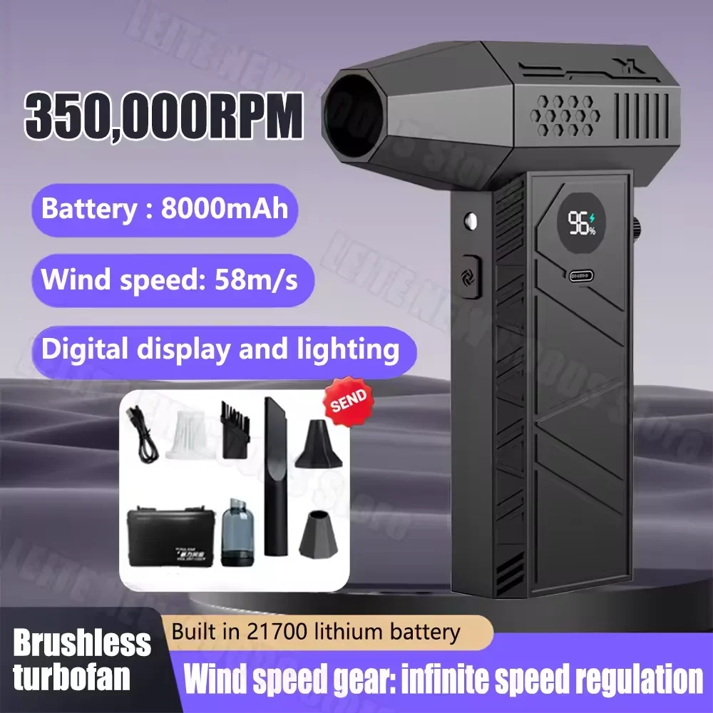 Wysokobrotowy turbo wentylator C6 o prędkości 350000 obr./min, bezszczotkowy silnik, dmuchawa powietrza 53 m/s, ręczny odkurzacz do czyszczenia samochodu i usuwania kurzu.