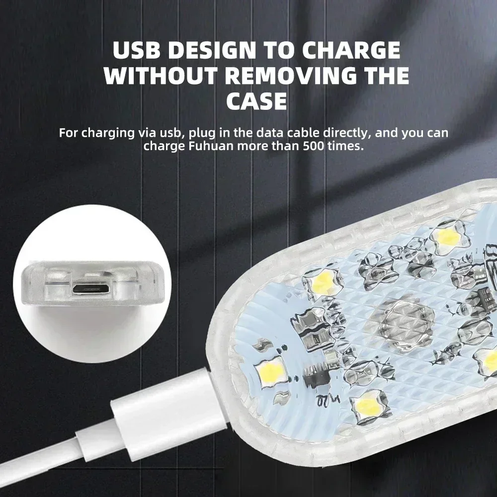 أضواء LED لاسلكية للسيارة الداخلية أضواء LED للسيارة الداخلية USB قابلة للشحن السيارات النيون لهجة ضوء ملصق مغناطيسي