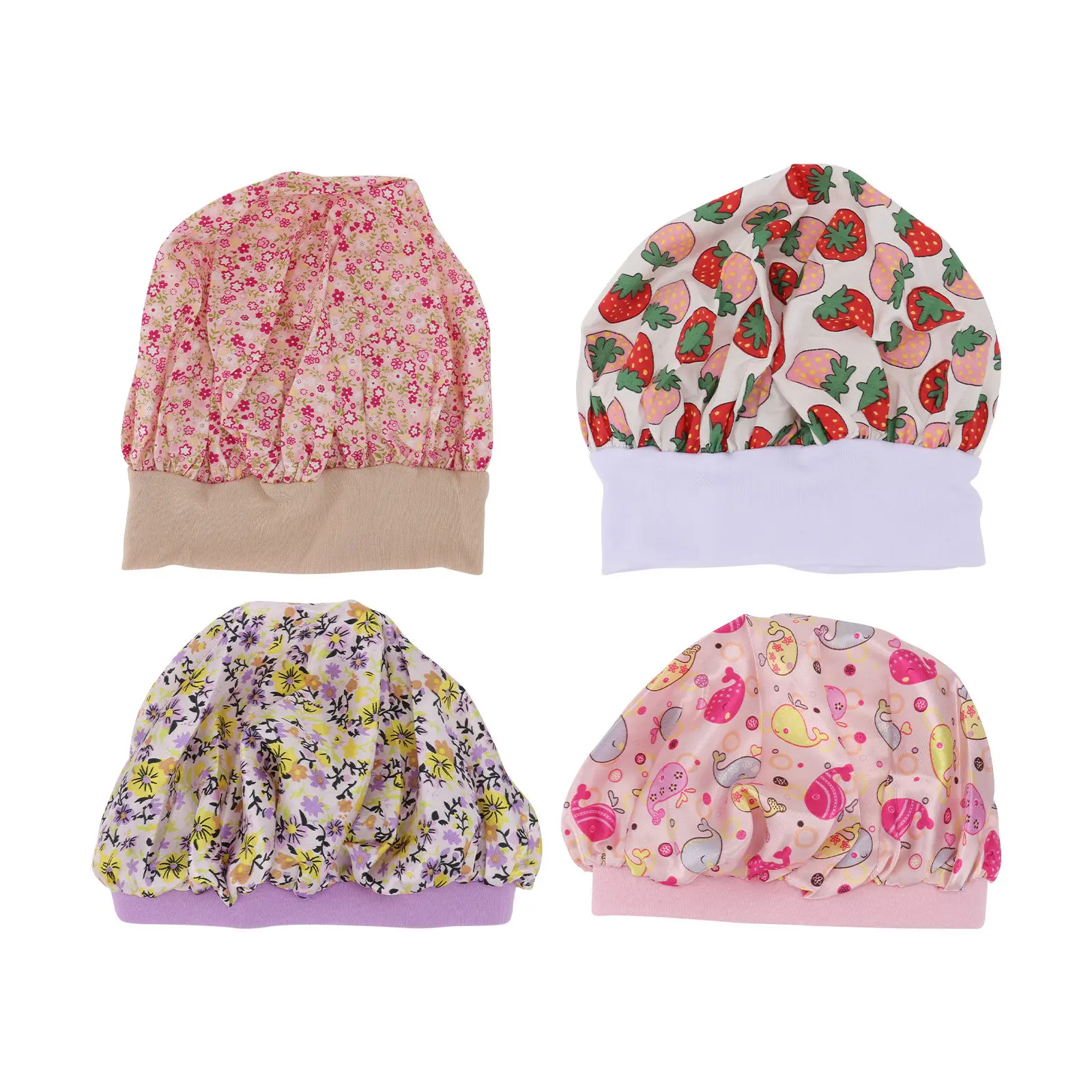 4 PCS Kids Sleeping Caps Children's Hats Bonnet for Imitation Silk Headwraps Girls