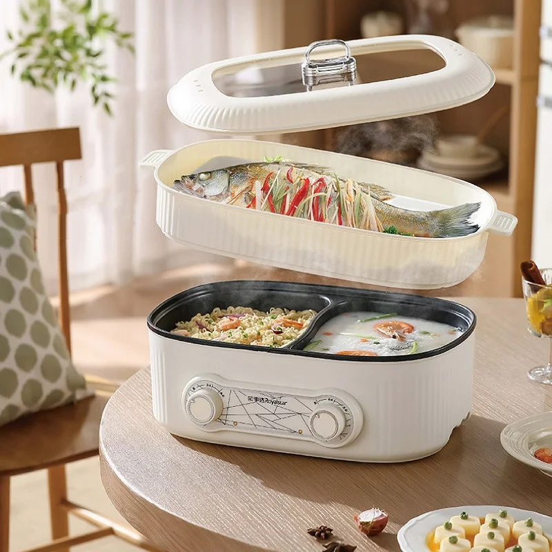 6L Yuanyang وعاء تسخين كهربائي 1600 واط متعدد الوظائف وعاء المنزلية سعة كبيرة وعاء الطبخ الكهربائي غير عصا مقلاة 220 فولت