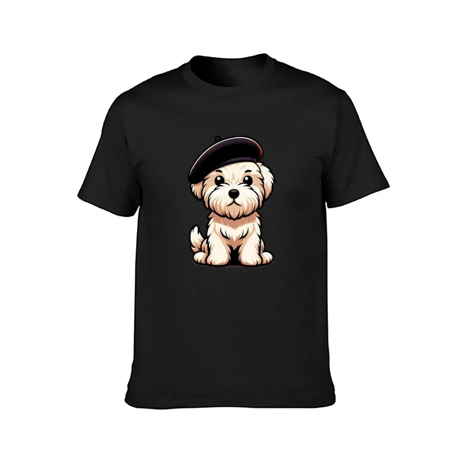 Doggie in a Beret: Charming Illustration T-Shirt sublime boys animal print graphics men clothing