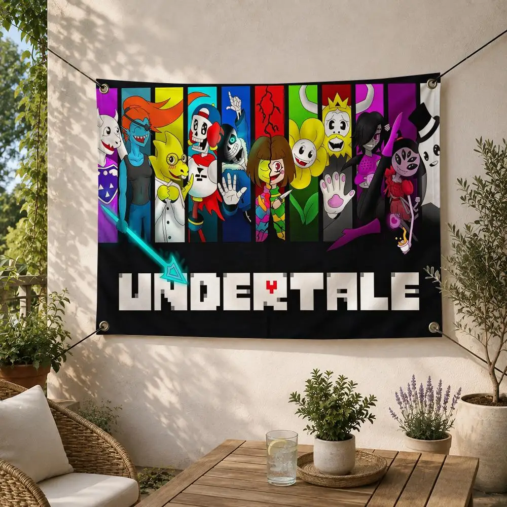 Game Indie U-Undertale RPG Adventure Flags Decorative Flag Banner for Outdoor Garden Yard Camping Party Home Wall Hanging Decor