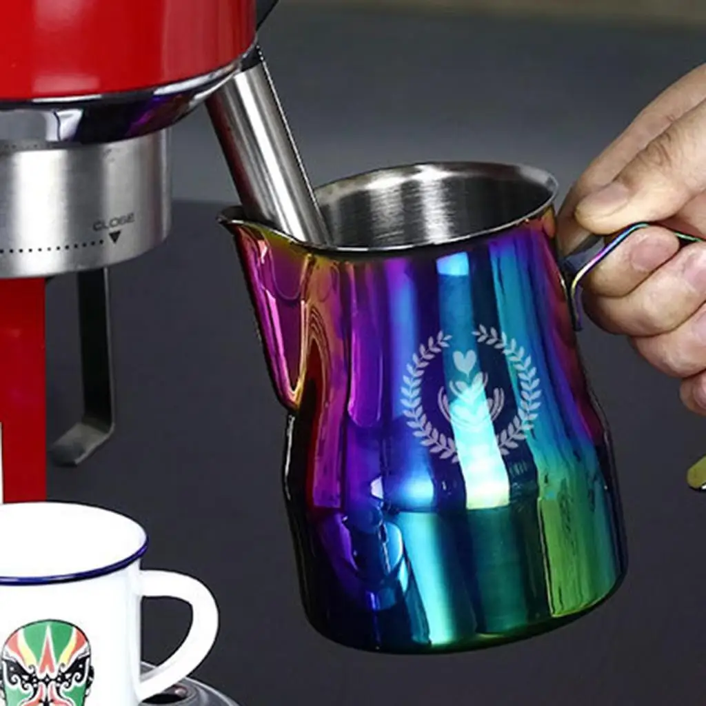 Coffee Milk Frothing Jug Milk Foamer Mugs Barista Steam Pitcher Frother Cup silver 350/500ml Without Logo