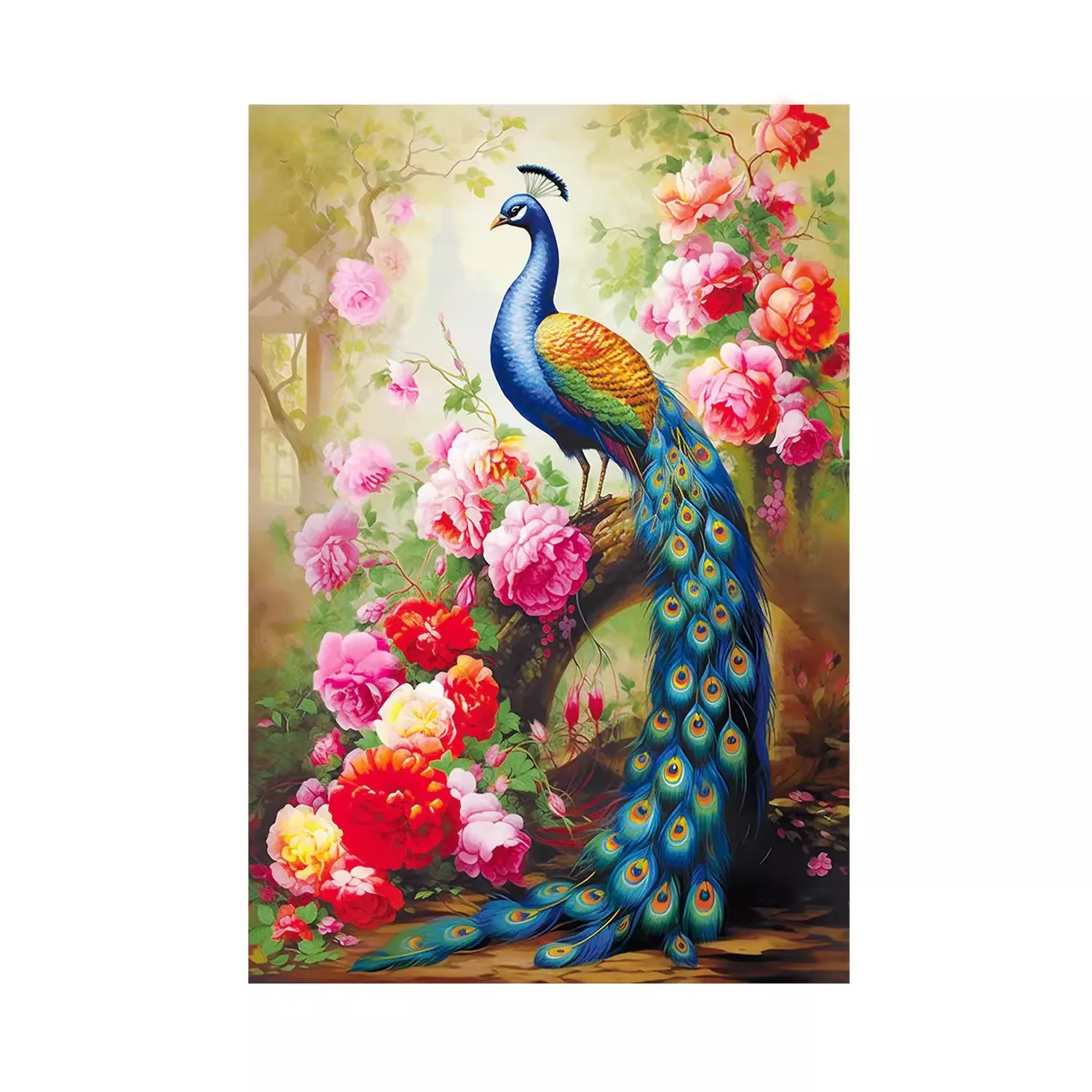 9ct 68x95cm Peacock Flowers Embroidery DIY Chinese Style Printed Kits Cross Stitch Needlework Set Home Decor Crafts