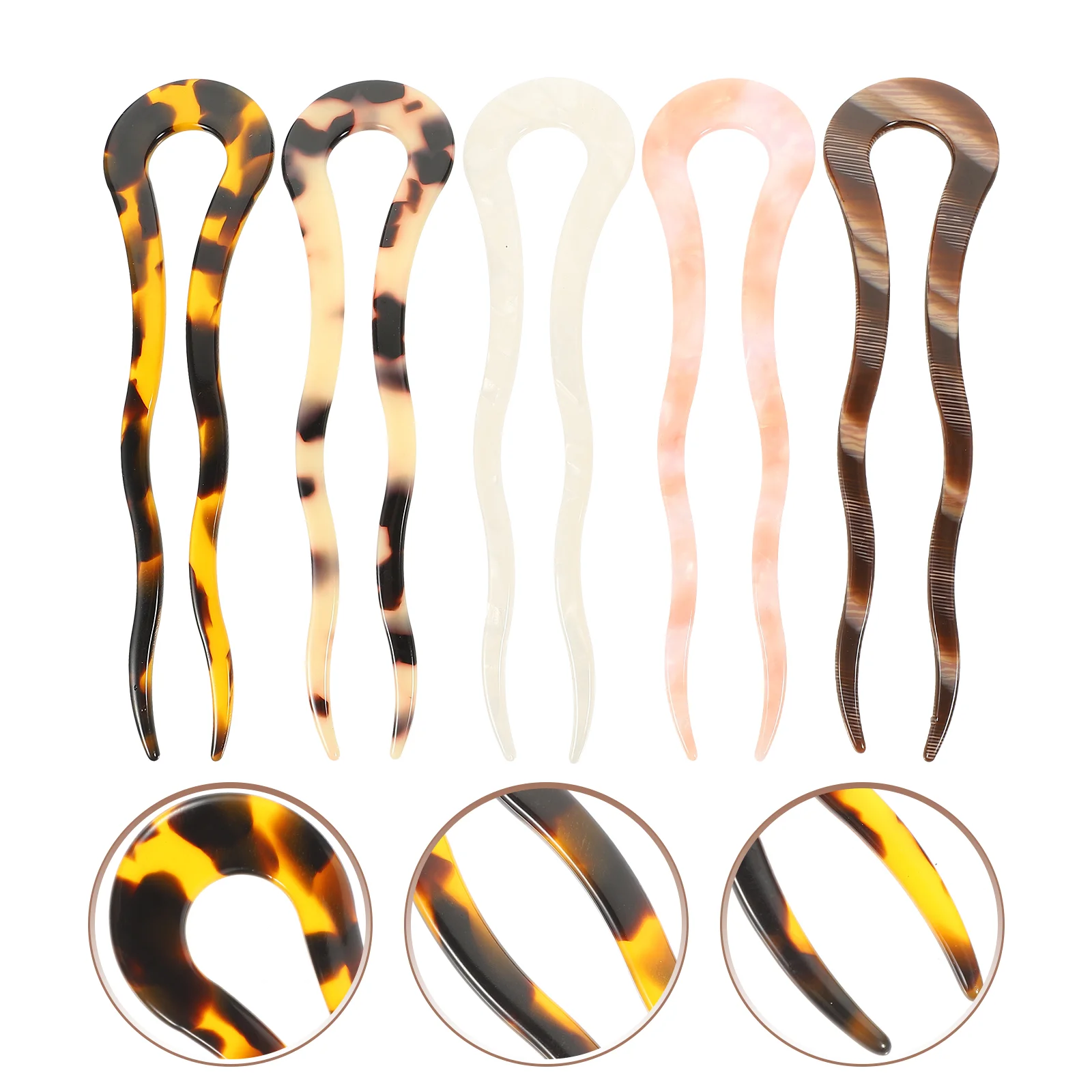 

5 Pcs Cellulose Acetate Hair Pin Retro Hairpin Barrettes for Thick Vintage Forks Bun Wavy Bride