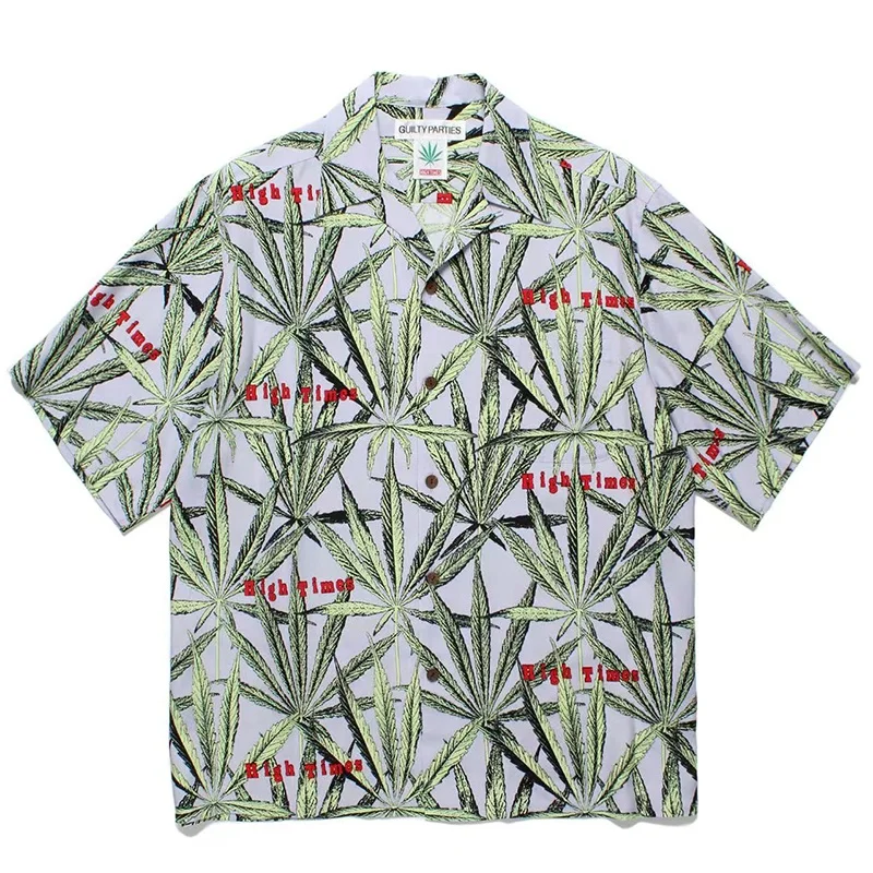 Top Quality Summer WACKO MARIA Letter Pattern Full Print Hawaii Mens Womens Hip Hop Casual Short Sleeve Shirt