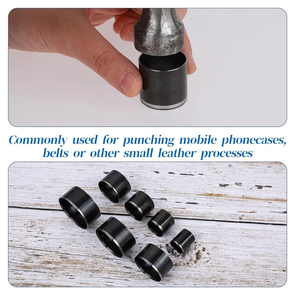 7 ขนาด Hole Punch ชุดหนังเครื่องตัดวงกลมชุดเครื่องมือ Round Hole Punch 20 มม.-50 มม.Hollow Punch เครื่องตัดชุดเครื่องมือ