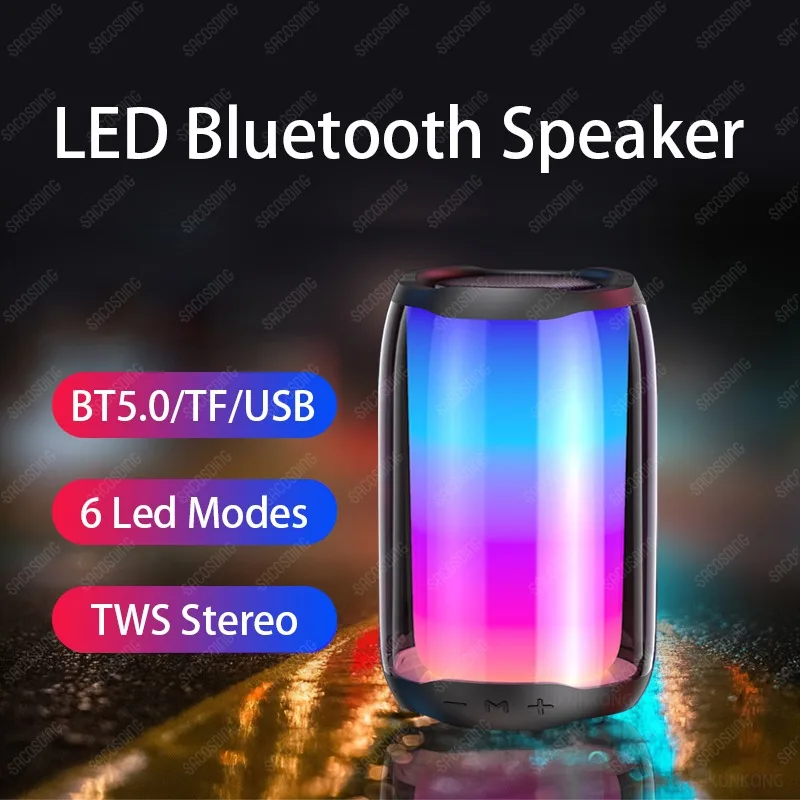 Mini LED Portable Bluetooth Speakers Wireless Speaker With TF Mic Bluetooth-compatible Music Column For Phone Bass Subwoofer